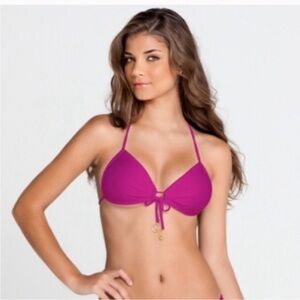 Luli Fama Purple Bikini Top with Triangle Design